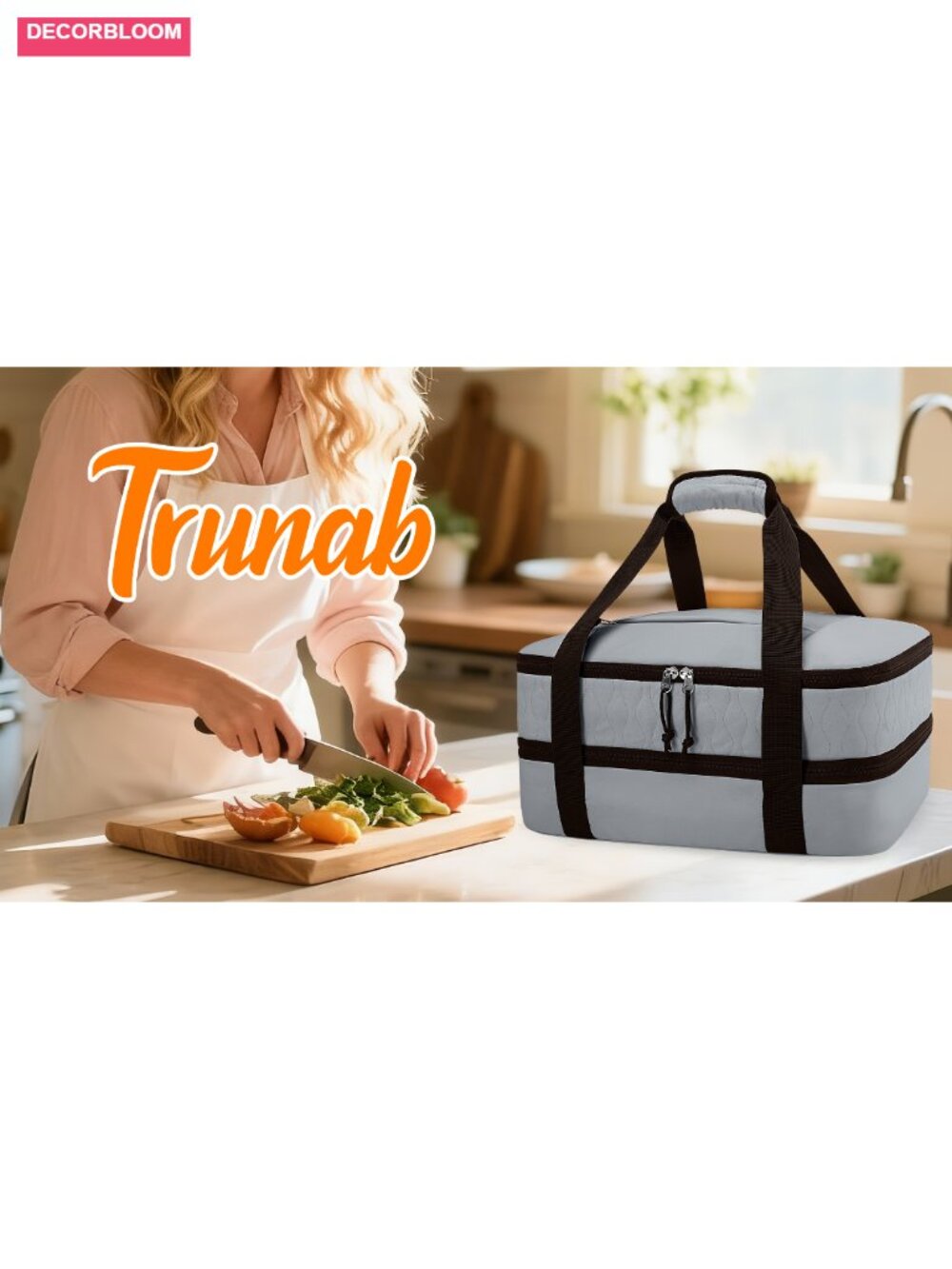 Insulated Casserole Carrier Dual Compartment Hot Cold Food Travel Bag - Picture 6 of 6